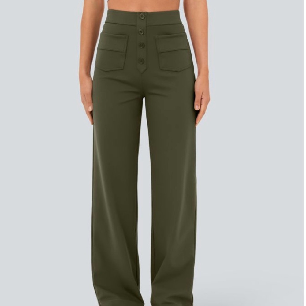 HALARA Olive Green High-Waisted Pants